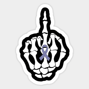 Fuck Esophageal Cancer Middle Finger Periwinkle Ribbon Sticker